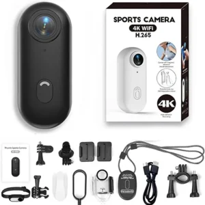 Mini 4K WiFi Aksiyon Kamerası Siyah | Giyilebilir Video Kaydedici | 32GB SD Kart Dahil | Taşınabilir Spor Kamera