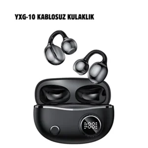 YXG10 TWS Kablosuz Kulaklık Siyah Bluetooth 5.4 Açık Kulak Spor Kulaklığı Dokunmatik Type-C Şarjlı