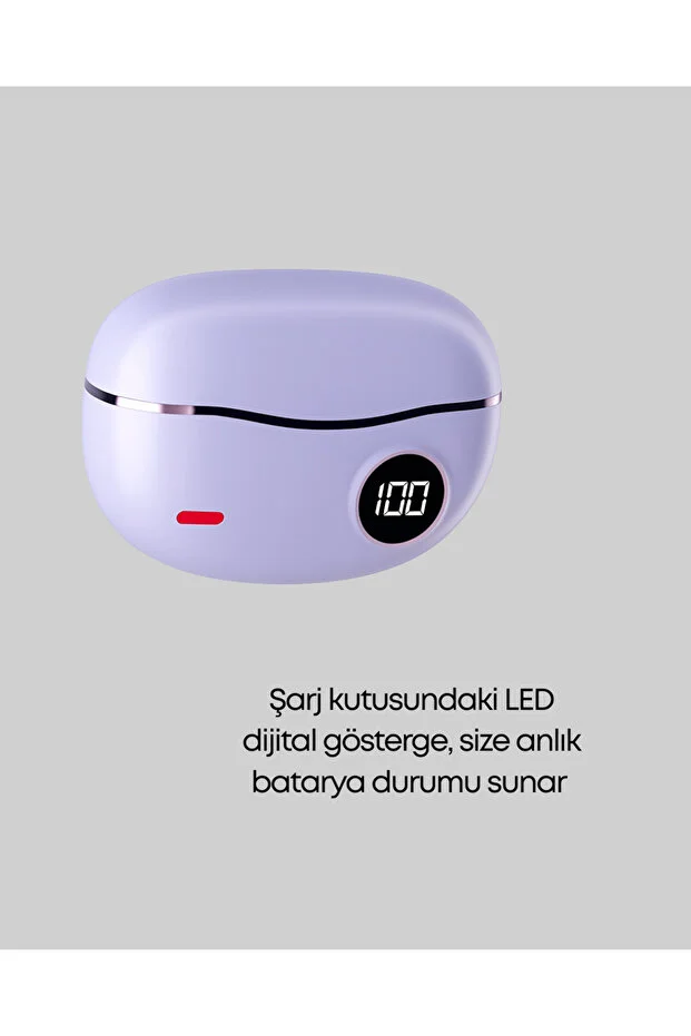 YXG10 TWS Kablosuz Kulaklık Mor Bluetooth 5.4 Açık Kulak Spor Kulaklığı Dokunmatik Type-C Şarjlı (Kopya) - Görsel 2