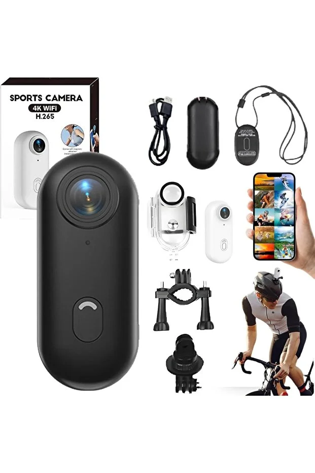 Mini 4K WiFi Aksiyon Kamerası Siyah | Giyilebilir Video Kaydedici | 32GB SD Kart Dahil | Taşınabilir Spor Kamera - Görsel 2