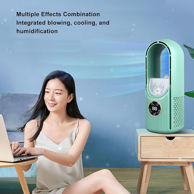 Bladeless Masa Soğutma Fanı – 6 Kademeli Hız Ayarı, Sessiz, USB’li, Güvenli Tasarım (GREEN) - Görsel 2