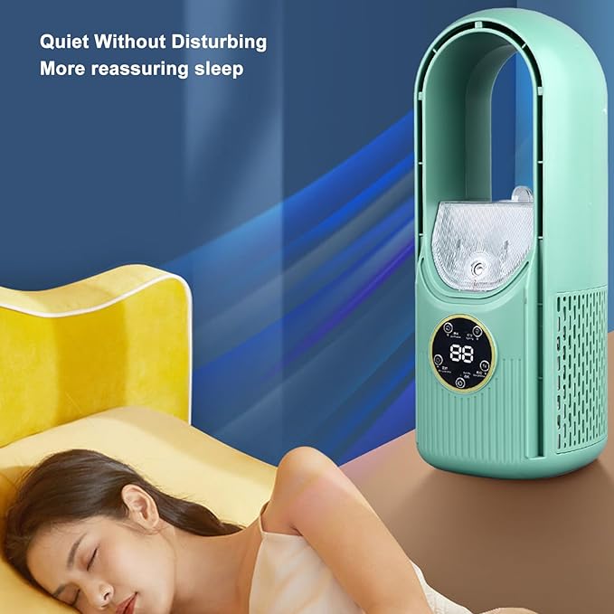 Bladeless Masa Soğutma Fanı – 6 Kademeli Hız Ayarı, Sessiz, USB’li, Güvenli Tasarım (GREEN) - Görsel 4