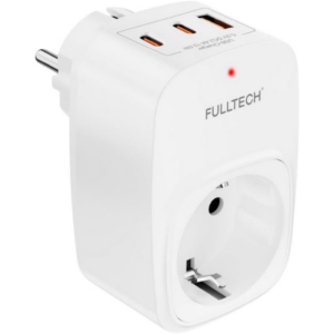 Akım Korumalı Tekli Duvar Prizi – 1 Priz, 2 Type-C + 1 USB Girişli, 3680W 16A Kısa Devre Koruması, Isıya Dayanıklı Kablusuz Ergonomik Priz