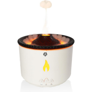 Alev Difüzörü 300ml – Volkan Efektli Ultrasonik Aroma Difüzörü, 2 Sis Modu, Otomatik Kapanmalı Uçucu Yağ Nemlendirici, Alev Lambalı Şömine Difüzör