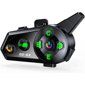 D2-6X Bluetooth Motosiklet Kask Kulaklığı – 1000m Mesafeli, 6 Kanallı Intercom, Çoklu Kullanıcı Destekli, Uzun Menzilli İletişim