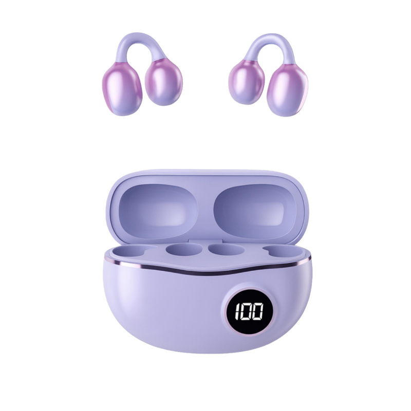 YXG10 TWS Kablosuz Kulaklık Mor Bluetooth 5.4 Açık Kulak Spor Kulaklığı Dokunmatik Type-C Şarjlı (Kopya)