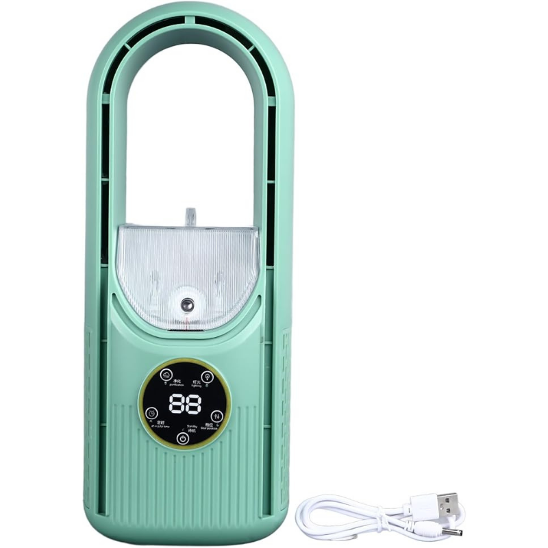 Bladeless Masa Soğutma Fanı – 6 Kademeli Hız Ayarı, Sessiz, USB’li, Güvenli Tasarım (GREEN)