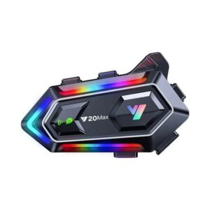 Y20 MAX Bluetooth 5.3 Motosiklet Kask Kulaklığı – Telsiz (Intercom), RGB Işıklı, 500m Bağlantı, IPX6 Su Geçirmez, 1000mAh Batarya