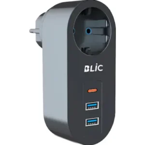 Blic FTR-07 Termal Akım Korumalı Tekli Priz – 2 USB + 1 Type-C Çıkışlı, Isıya Dayanıklı, Kompakt Çoklu Şarj Prizi