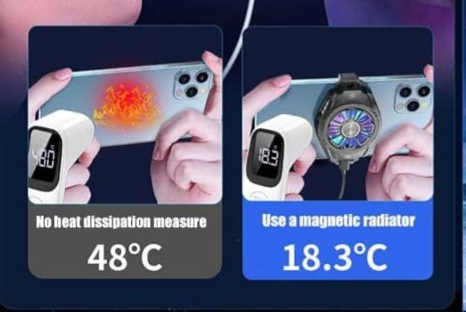 Akıllı Telefon & Tablet Oyun Soğutucu Fan | LED Işıklı Sessiz Yarı İletken Kelepçeli Telefon Soğutma Fanı - Görsel 4