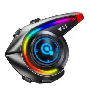 Y21 Bluetooth Motosiklet Kask Kulaklığı – RGB LED Işıklı, Intercom Destekli, Gürültü Engelleyici, Yüksek Ses Kaliteli Kablosuz Kask Kulaklık