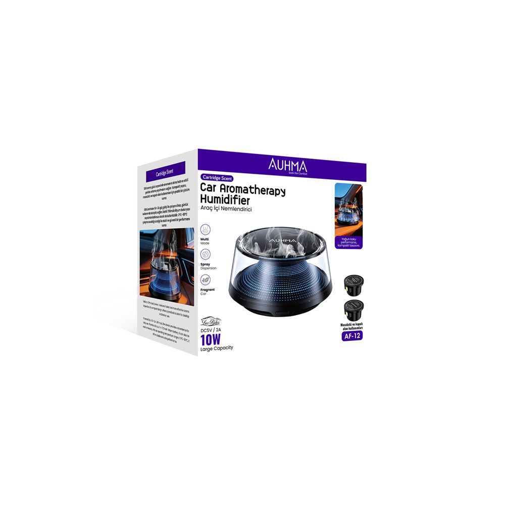 Auhma AF-12 Araç İçi Nemlendirici ve Koku Difüzörü 160ml – Nano Mist, USB, Sessiz Çalışma Aromaterapi - Görsel 5