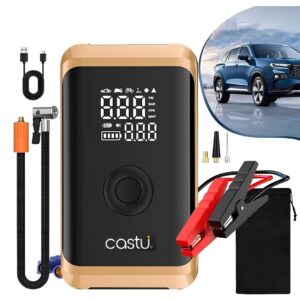 Castu CS71 Plus 12000mAh 4’ü 1 Arada Akü Takviye Cihazı – Jump Starter, 150 PSI Kompresör, Powerbank, LED Fener, LCD Ekran