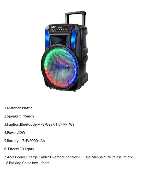 GD-1535 Bluetooth Hoparlör – Yüksek Ses Gücü, Taşınabilir, İç & Dış Mekan Uyumlu Güçlü Ses Sistemi - Görsel 2