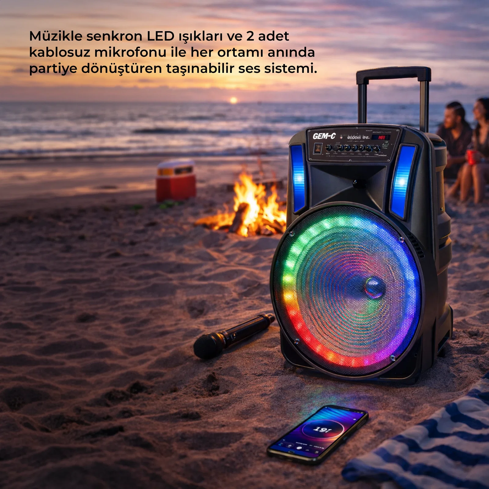 GD-1535 Bluetooth Hoparlör – Yüksek Ses Gücü, Taşınabilir, İç & Dış Mekan Uyumlu Güçlü Ses Sistemi - Görsel 5