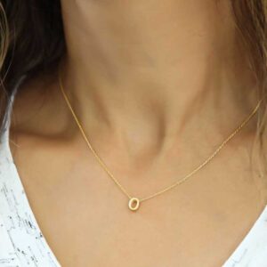 Gümüş Gold 3 Boyutlu Harf O Bayan Kolye