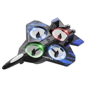 Uzaktan Kumandalı Akrobatik Fighter Drone RC Uçak 2.4GHz – 2 Bataryalı, LED Işıklı, 360° Akrobasi