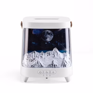 200ML Karlı Dağ Tasarımlı Aroma Difüzörü – RGB LED Işıklı Ultrasonik Hava Nemlendirici & Flame Humidifier