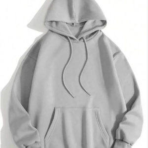 Kadın Kapüşonlu Kanguru Cepli 3 İplik Pamuklu Düz Hoodie Sweatshirt - Gri