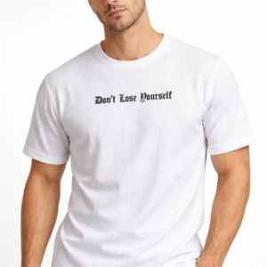 Erkek Wafıl Kumaş Tişört Regular Kalıp Bisiklet Yaka Baskılı T-Shirt - Beyaz