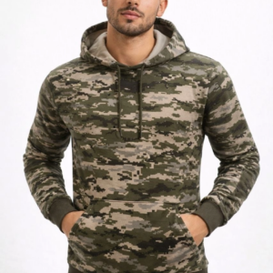 Erkek Kamuflaj Desenli 2 İplik 4 Mevsim Kapüşonlu Kanguru Cepli Hoodie Sweatshirt - Kamuflaj