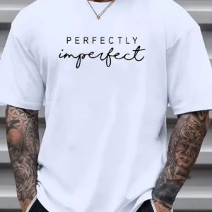 Erkek PERFECTLY Baskılı Tişört Bisiklet yaka yazlık Kısa Kol t-shirt - Beyaz