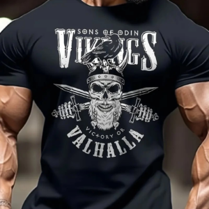 Erkek Ön ve Arka Baskılı T-Shirt Kısa Kol Bisiklet Yaka Regular Fit Tişört - Siyah