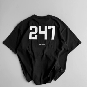 Erkek Ön ve Arka Baskılı T-Shirt Kısa Kol Bisiklet Yaka Regular Fit Tişört -  Siyah