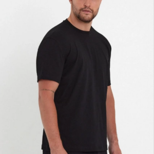 Erkek Düz Penye Tişört Bisiklet Yaka Kısa Kol Regular Fit T-Shirt - Siyah