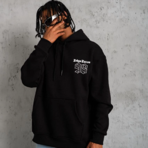 Erkek 98 Baskılı Kapüşonlu 3 iplik pamuklu hoodie Sweatshirt - Siyah