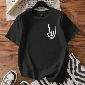 Erkek Baskılı T-Shirt Kısa Kol Bisiklet Yaka Regular Fit Rahat Kalıp Tişört - Siyah