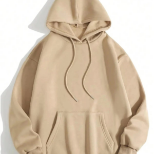 Erkek 3 İplik Pamuklu Kapüşonlu Kanguru Cepli Sweatshirt Hoodie -  Bej