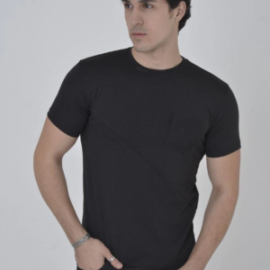 Erkek File Çepli  T-Shirt Kısa Kol Bisiklet Yaka Slimfit Tişört - Siyah