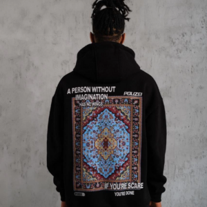 Erkek 3 İplik Pamuklu Kapüşonlu Baskılı Cepli Oversize Sweatshirt Hoodie - Siyah