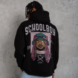 Erkek 3 İplik Pamuklu Kapüşonlu Baskılı Cepli Oversize Sweatshirt Hoodie - Siyah