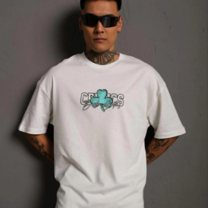 Erkek Kısa Kol Yazlık Tişört Bisiklet Yaka Baskılı Oversize T-Shirt - Beyaz