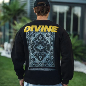 Erkek 3 iplik pamuklu Kışlık Bisiklet Yaka Baskılı SweatShirt - Siyah