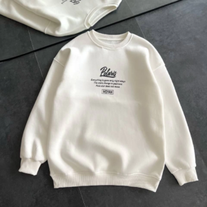 Kadın 3 iplik Pamuklu Bisiklet Yaka Baskılı SweatShirt - Beyaz