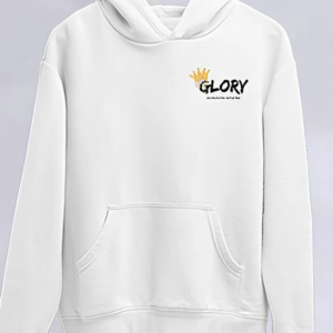 Kadın Oversize Kapüşonlu Kanguru Cepli Baskılı 3 İplik Pamuklu Sweatshirt Hoodie -   Beyaz