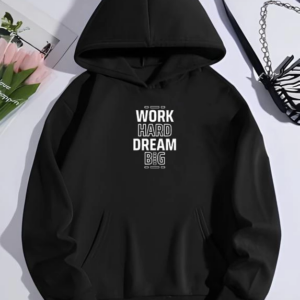Kadın Oversize Kapüşonlu Cepli Baskılı 3 İplik Pamuklu Hoodie Sweatshirt - Siyah