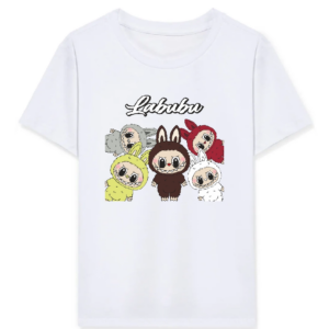 Kız Labubu Çocuk Baskılı T-Shirt - Beyaz
