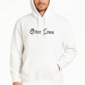 Erkek Kapüşonlu Kanguru Cepli Sweatshirt 3 İplik Pamuklu Baskılı Hoodie - Beyaz