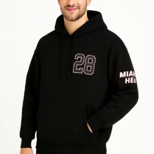Erkek Kapüşonlu Kanguru Cepli Sweatshirt 3 İplik Pamuklu Baskılı Hoodie - Siyah