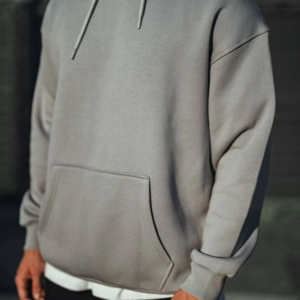 Erkek 3 İplik Penye Kapüşonlu Basic SweatShirt Hoodie - Boyalı Gri