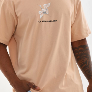 Erkek Baskılı T-Shirt Kısa Kol Bisiklet Yaka Rahat Kalıp Tişört - Bej