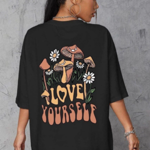 Kadın Baskılı Oversize kısa kol T-Shirt - Siyah