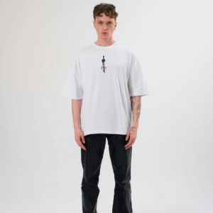 Erkek Baskılı T-Shirt Kısa Kol Bisiklet Yaka Regular Fit Rahat Kalıp Günlük Tişört - Beyaz