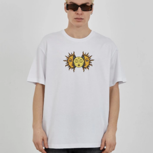 Erkek Kısa Kol Yazlık Tişört Bisiklet Yaka Baskılı Oversize T-Shirt - Beyaz