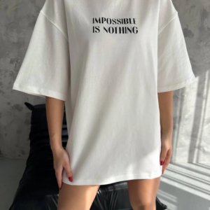 kadın Bisiklet Yaka Baskılı Oversize  Kısa kol T-Shirt - Beyaz