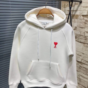 Kadın Oversize Kapüşonlu Cepli KALP Baskılı 3 İplik Pamuklu Hoodie Sweatshirt - Beyaz